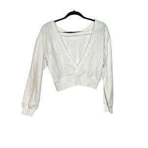 NWT Gilly Hicks Crossover Sweatshirt White Open Front Size XXS